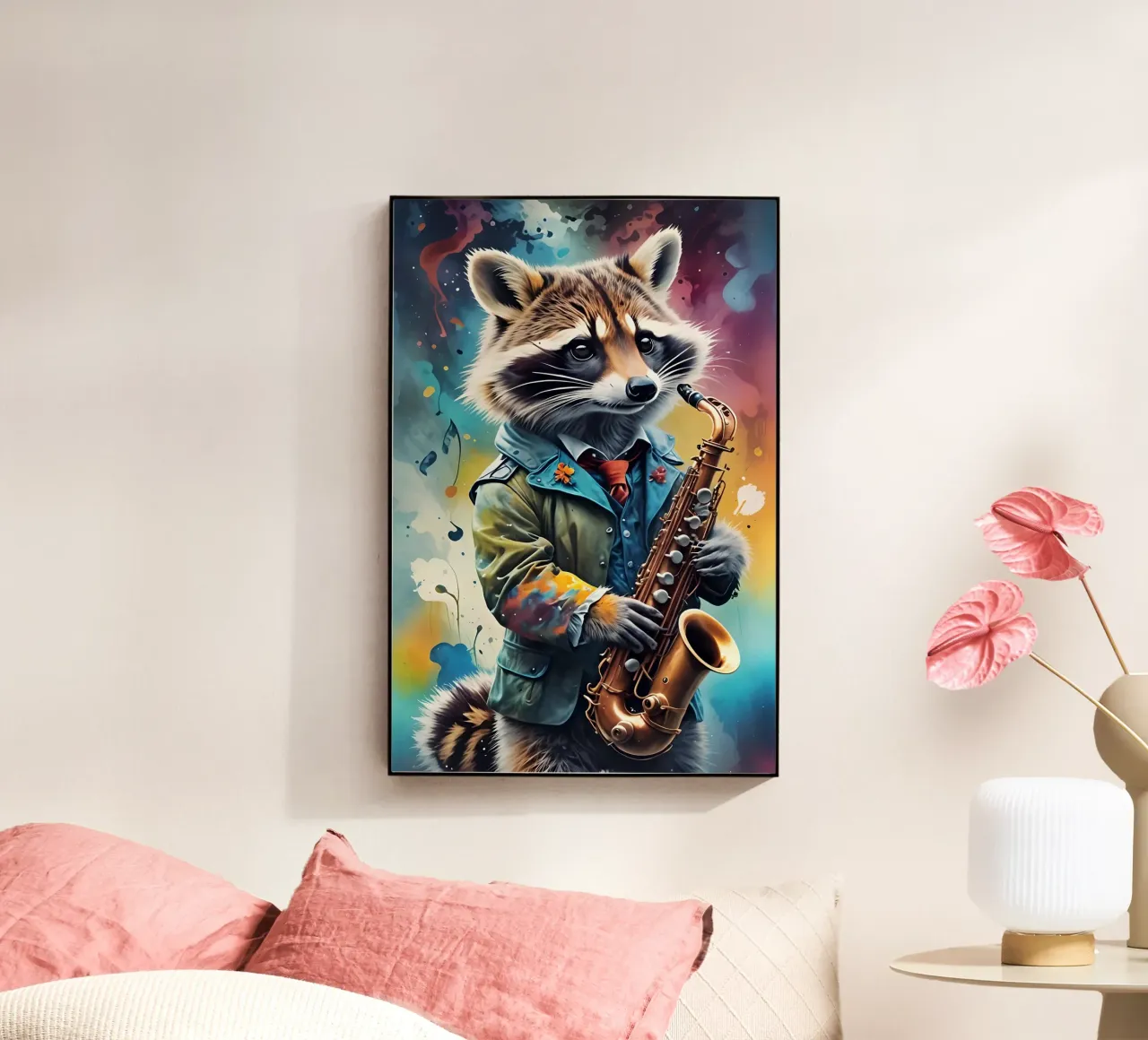 Raccoon and saxophone plexiglass da MakArena