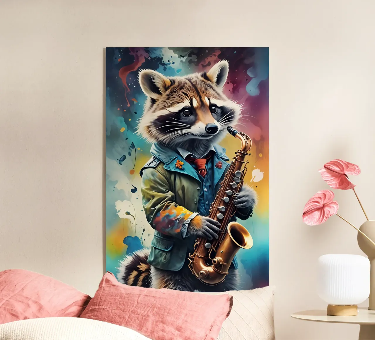 Raccoon and saxophone plexiglass da MakArena