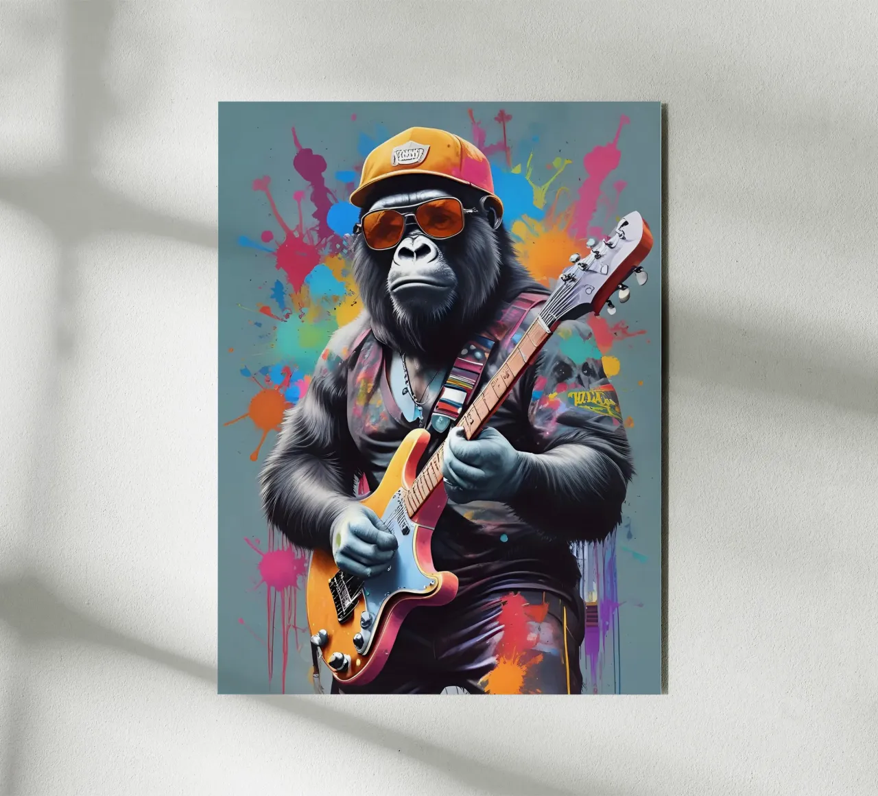Gorilla suonare la chitarra alluminio dibond da MakArena