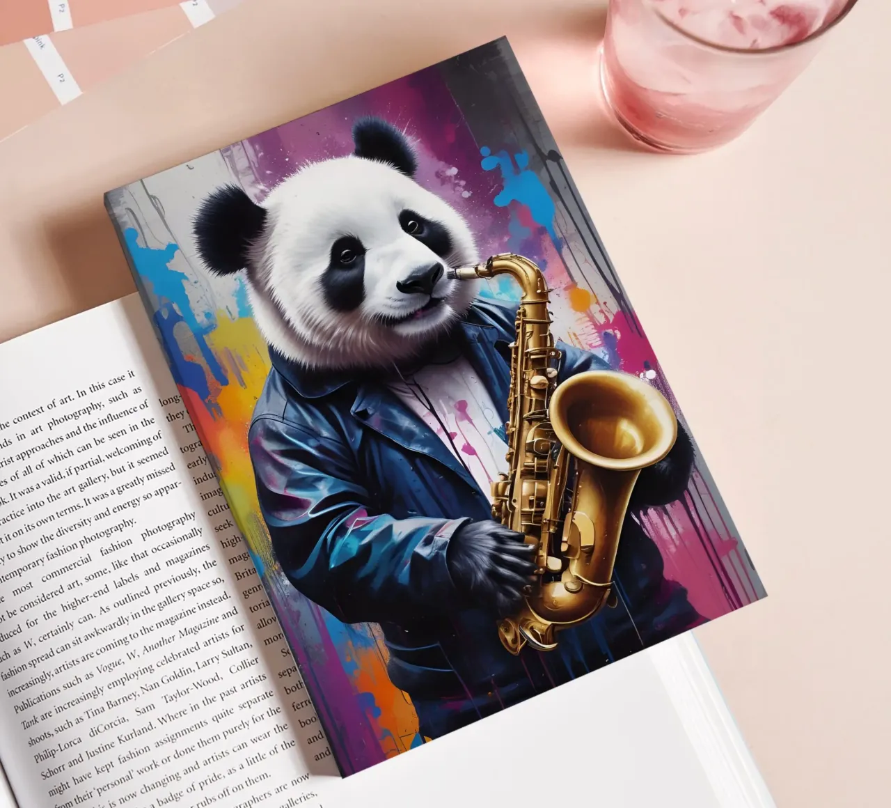 Panda playing the saxophone notebook by MakArena