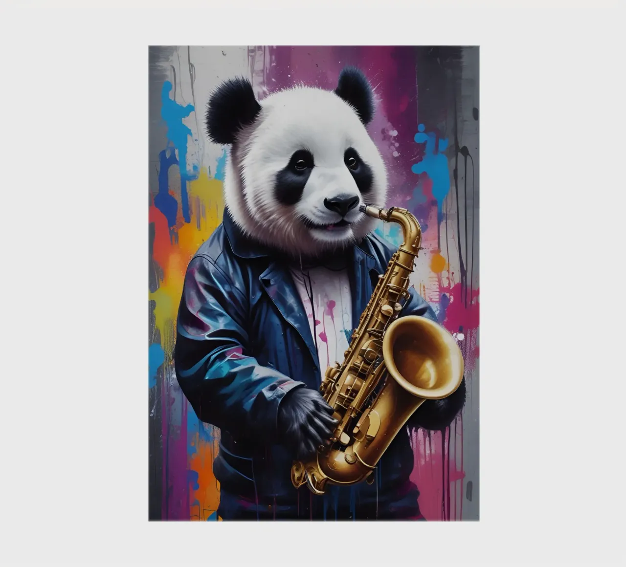 Panda playing the saxophone notebook by MakArena