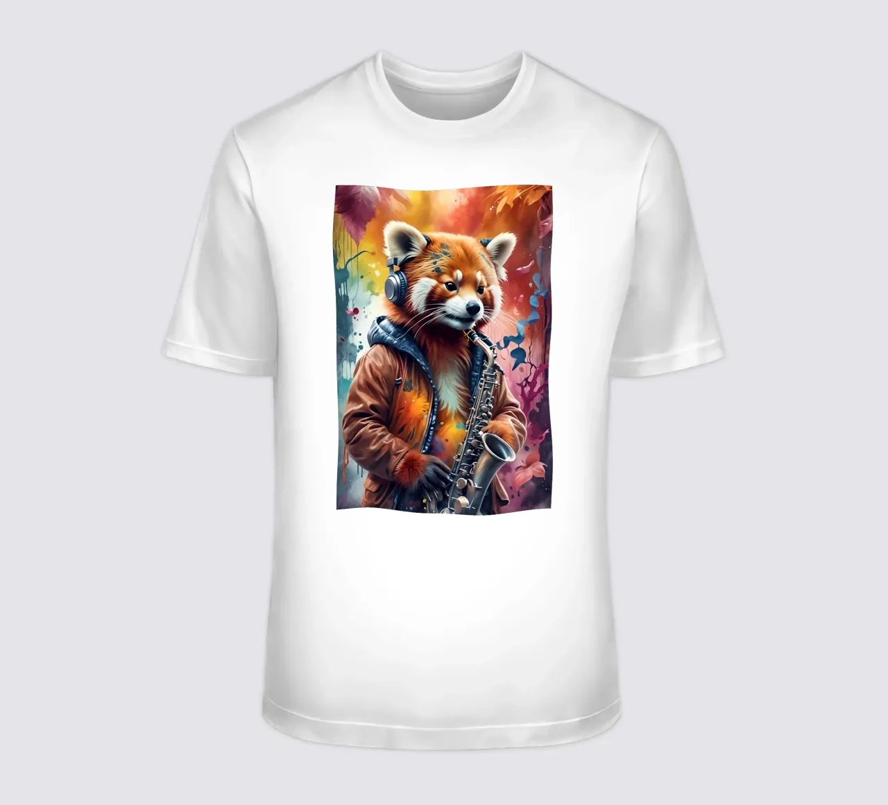 Panda rosso con sassofono t-shirt da MakArena