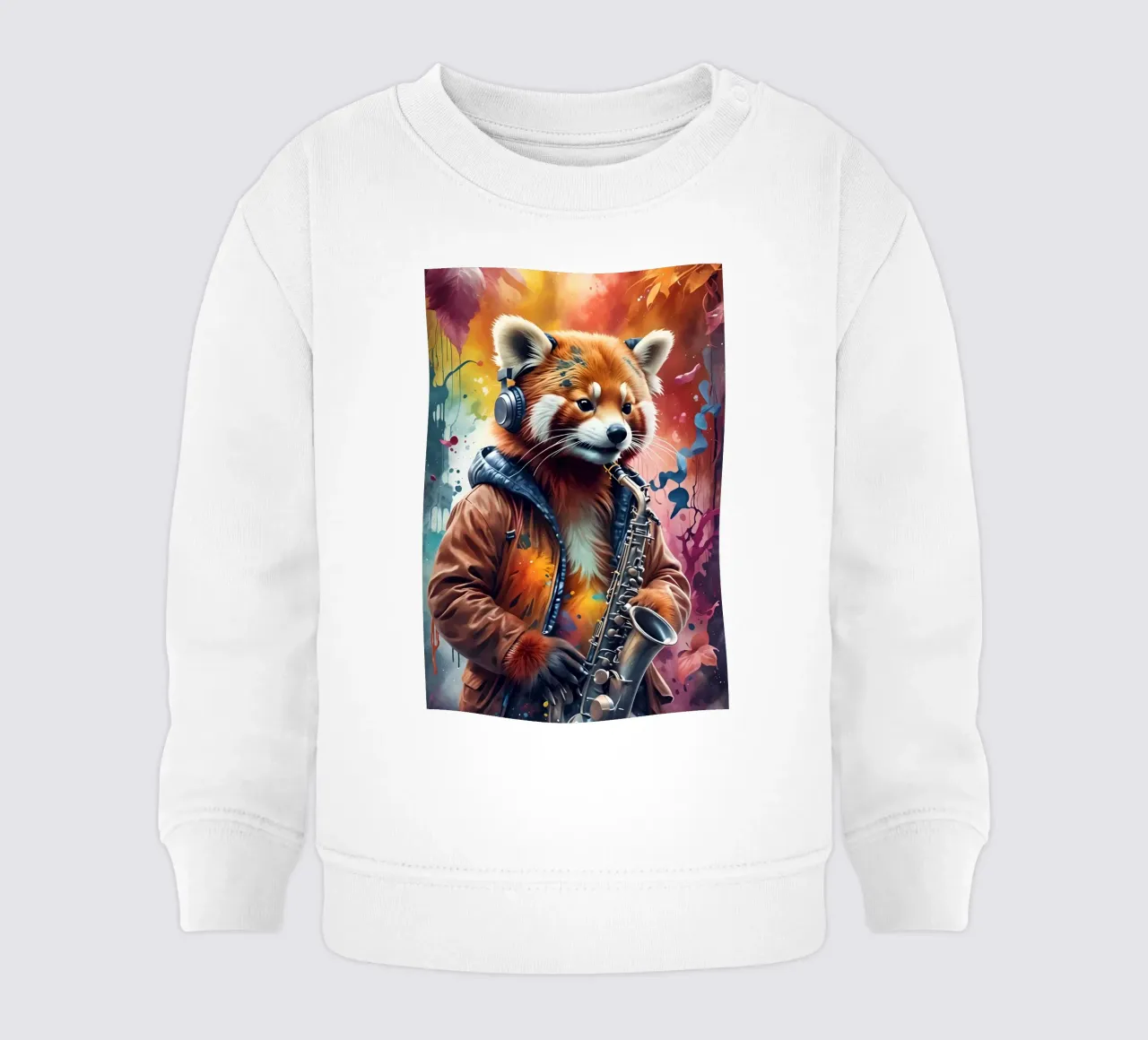 Panda rosso con sassofono felpa neonato da MakArena