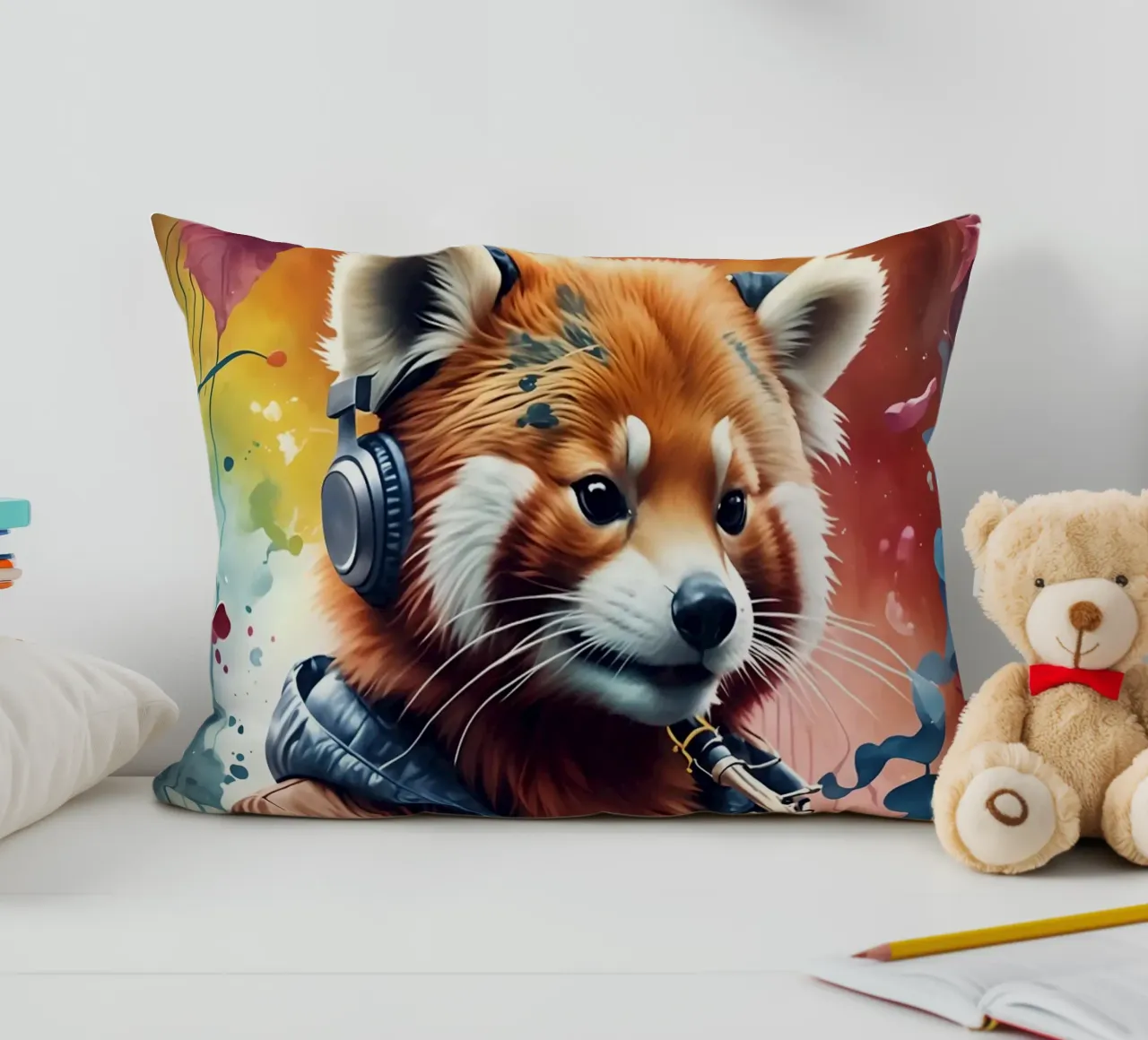 Panda rosso con sassofono cuscino da MakArena
