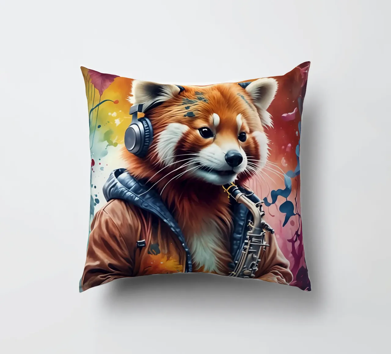 Panda rosso con sassofono cuscino da MakArena