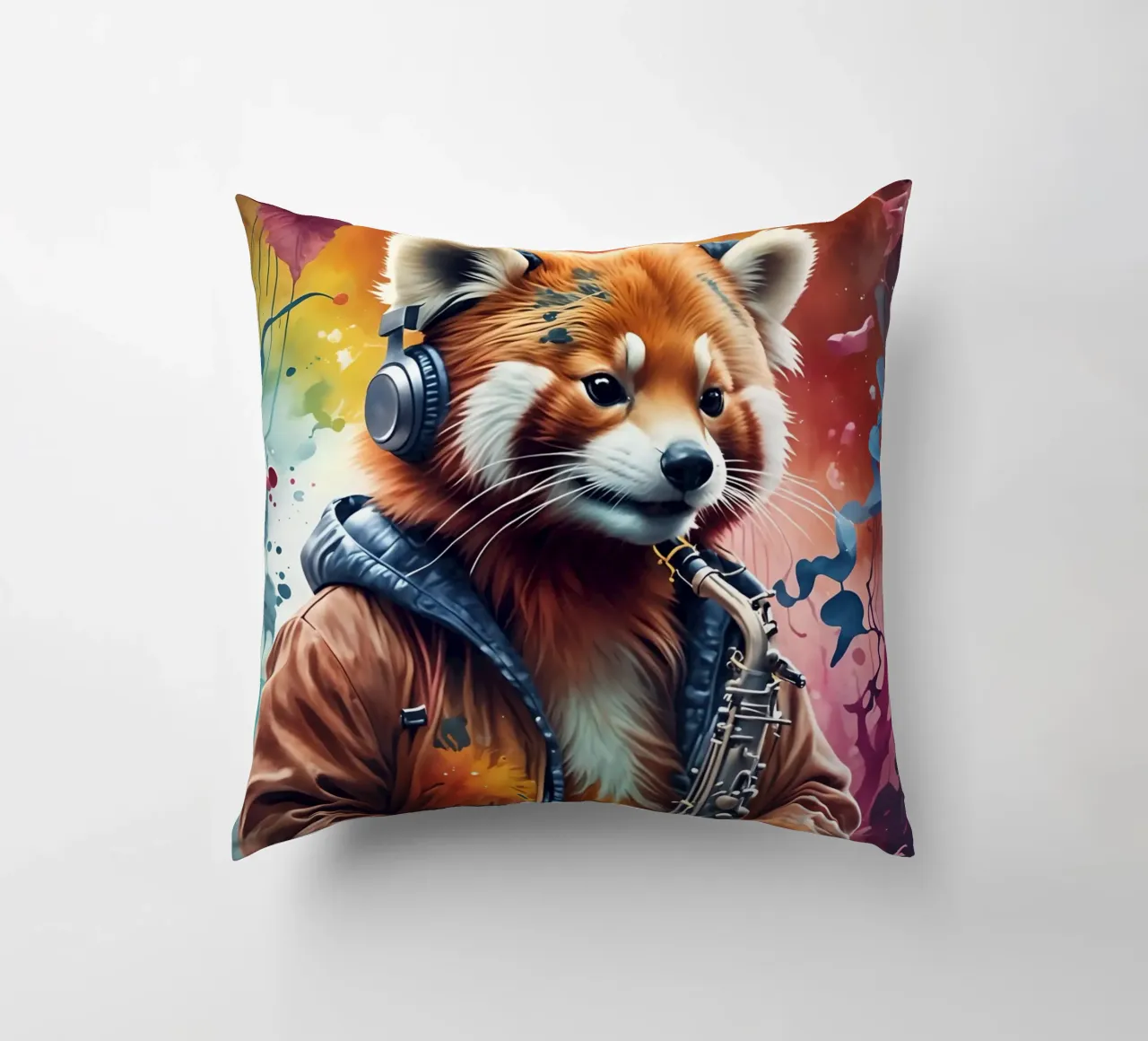 Panda rosso con sassofono cuscino da MakArena