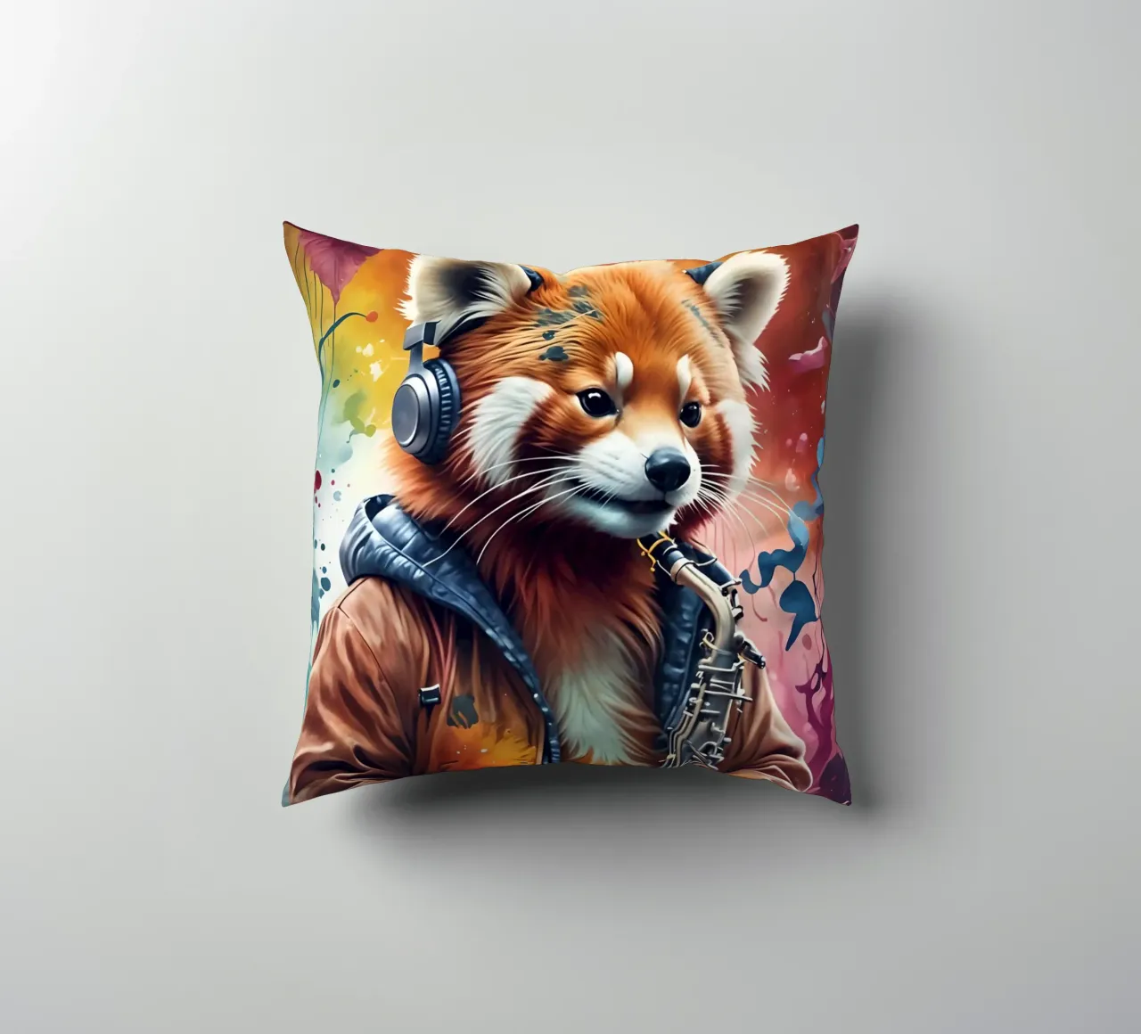 Panda rosso con sassofono cuscino da MakArena