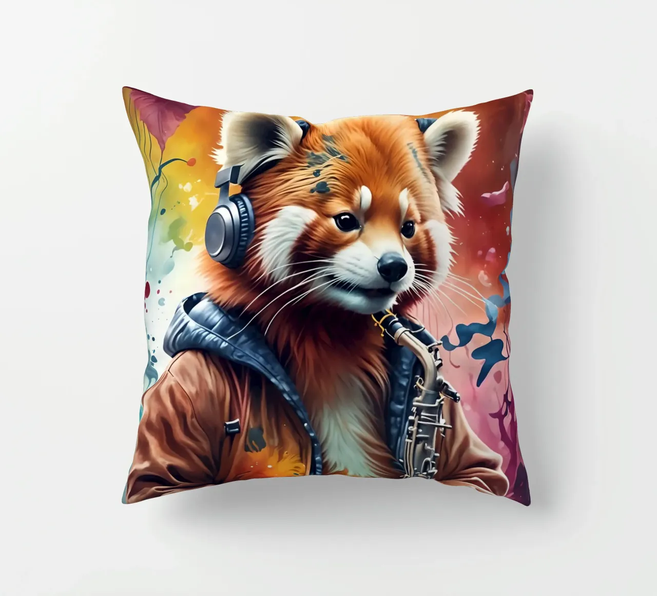Panda rosso con sassofono cuscino da MakArena