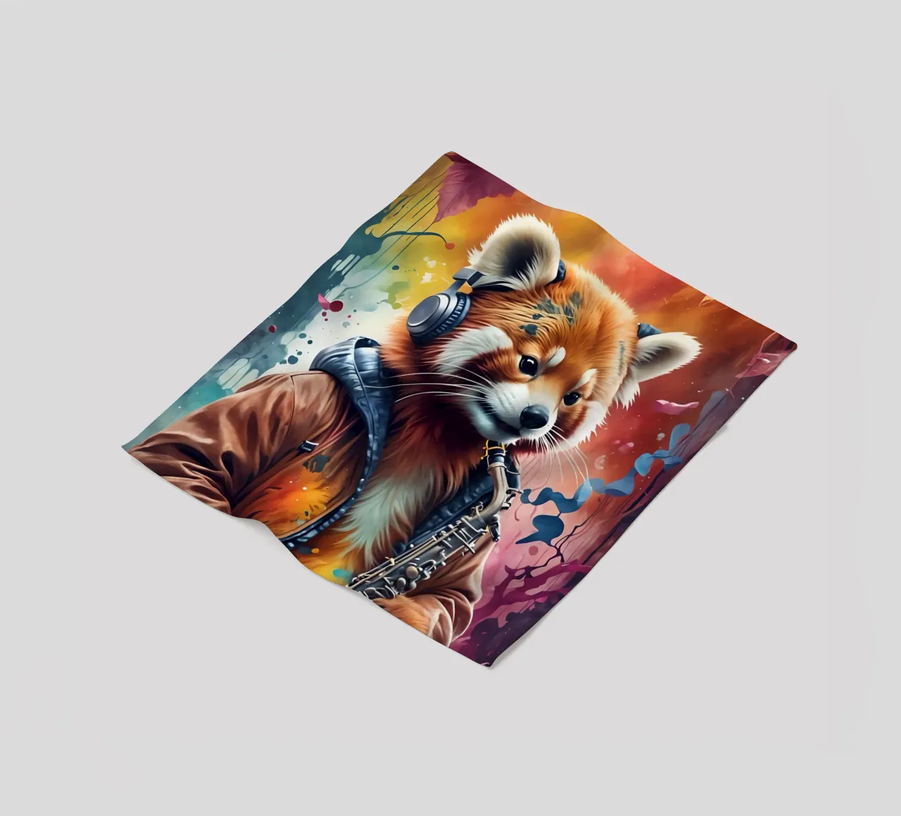 Panda rosso con sassofono coperta in pile da MakArena