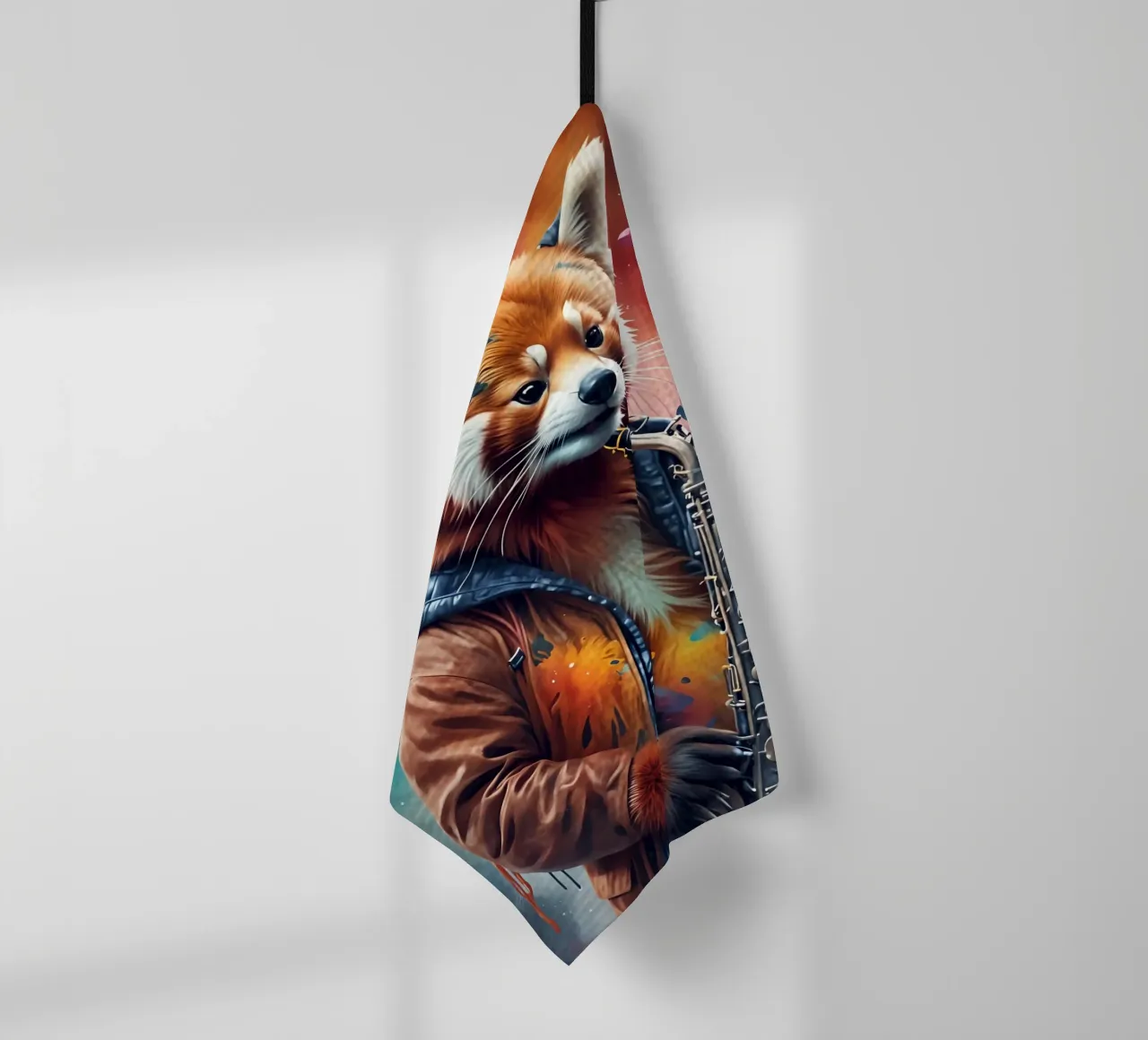 Panda rosso con sassofono canovaccio da cucina da MakArena