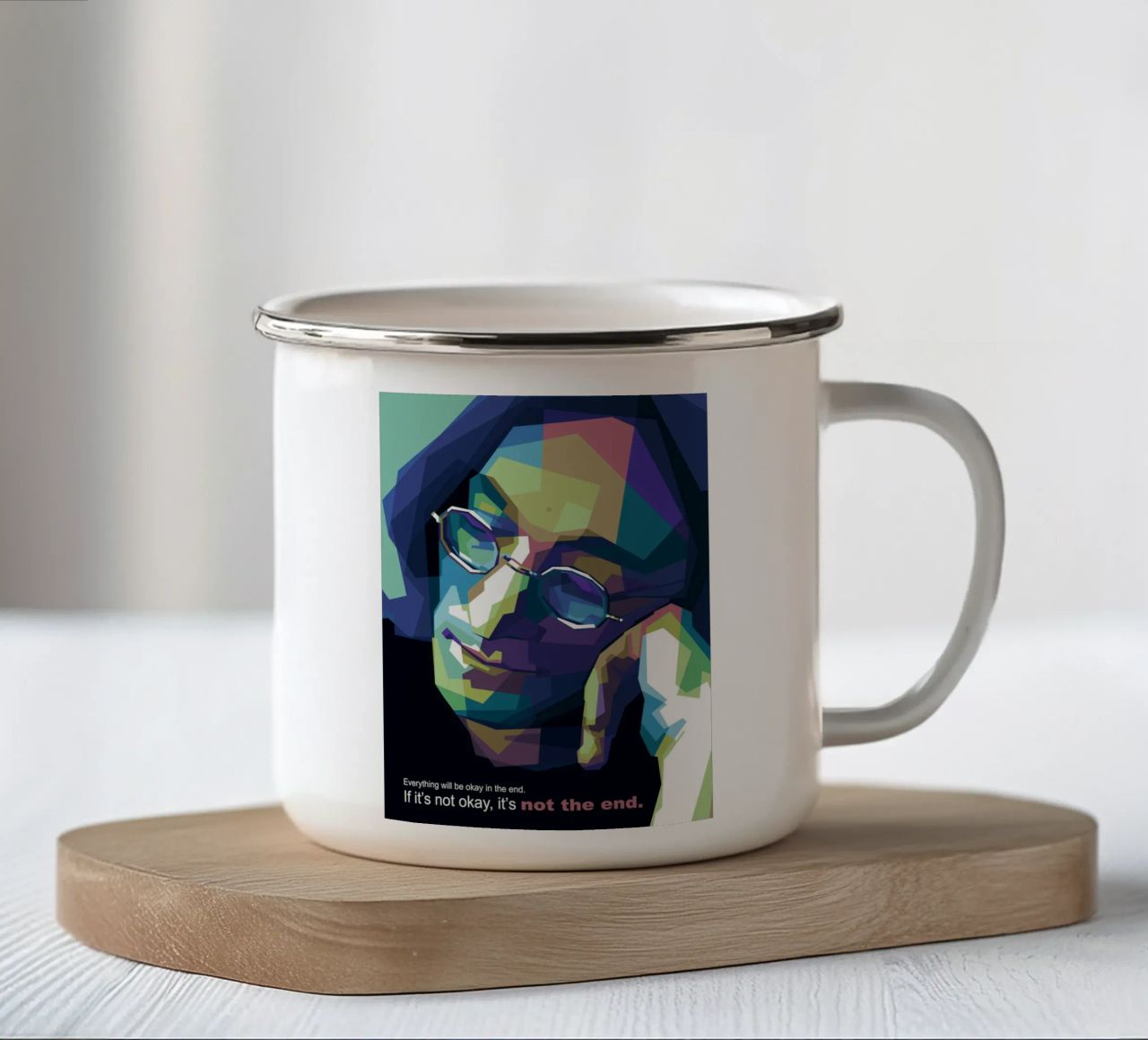 Alla fine tutto andrà bene. tazza in smalto da Alkahfsmart