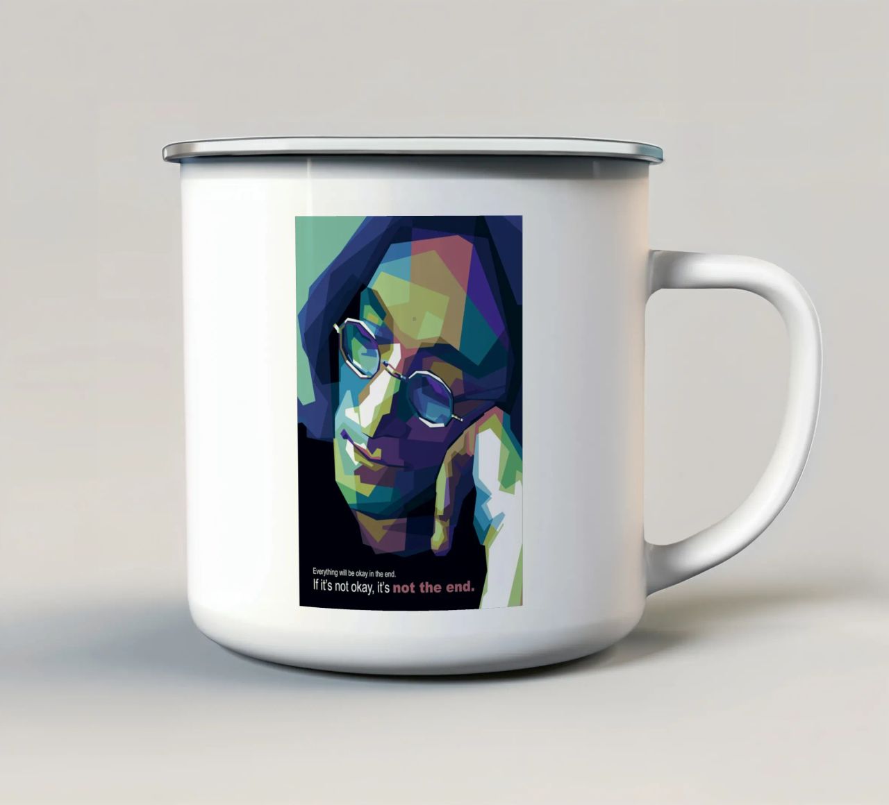 Alla fine tutto andrà bene. tazza in smalto da Alkahfsmart