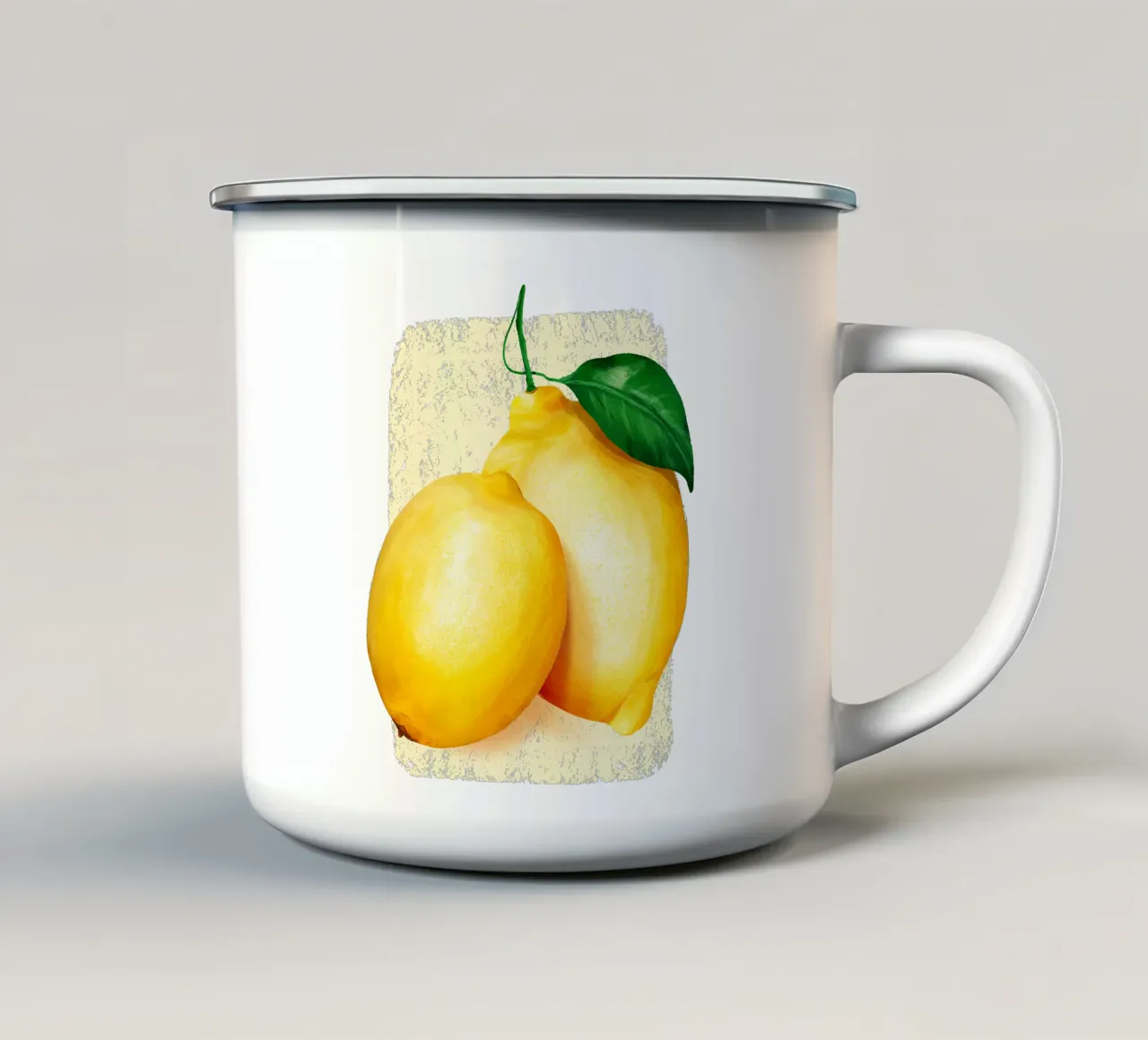 Limoni su sfondo giallo tazza in smalto da color&shape