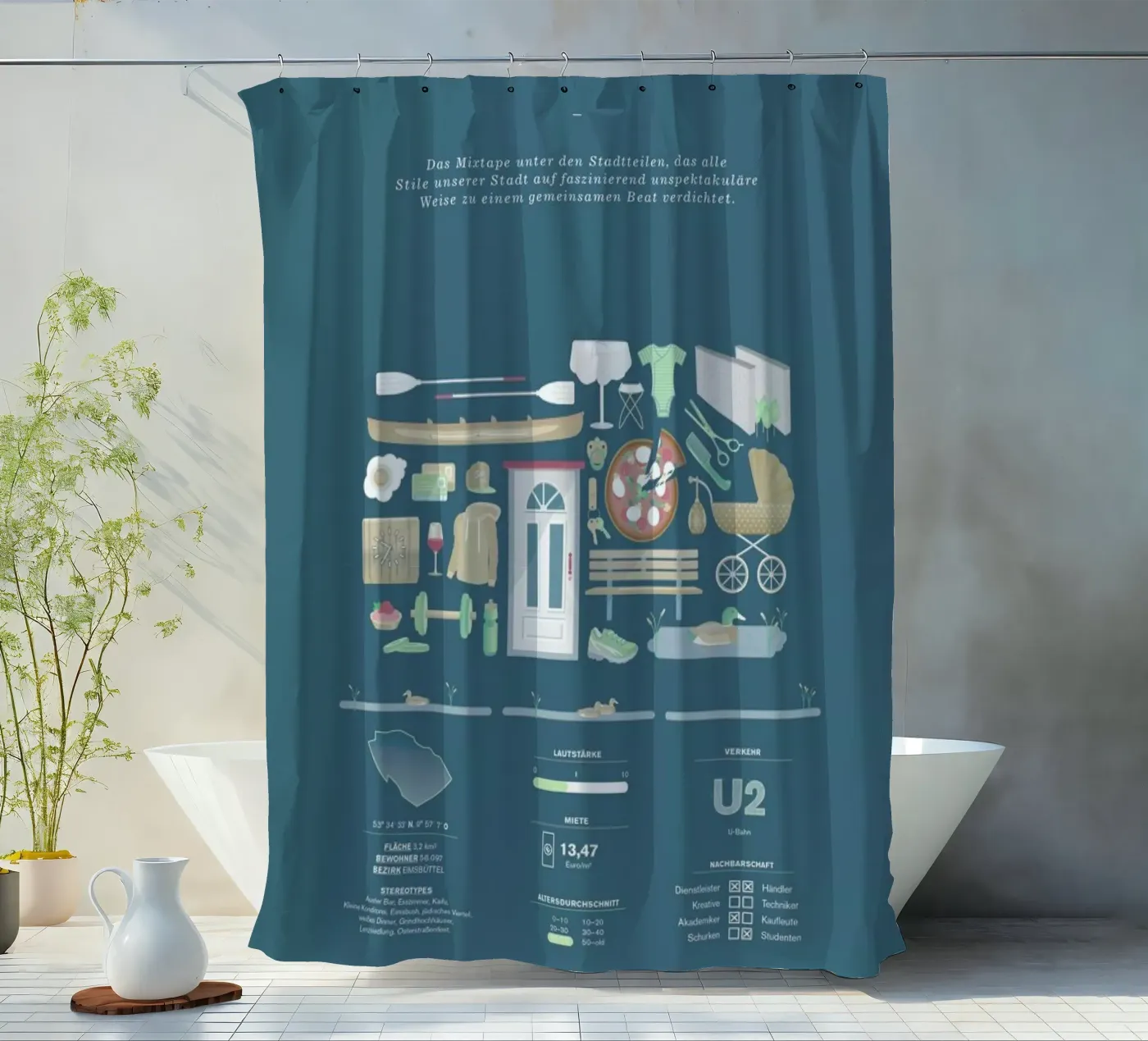 Eimsbüttel Duschvorhang von Bureau Bald GmbH