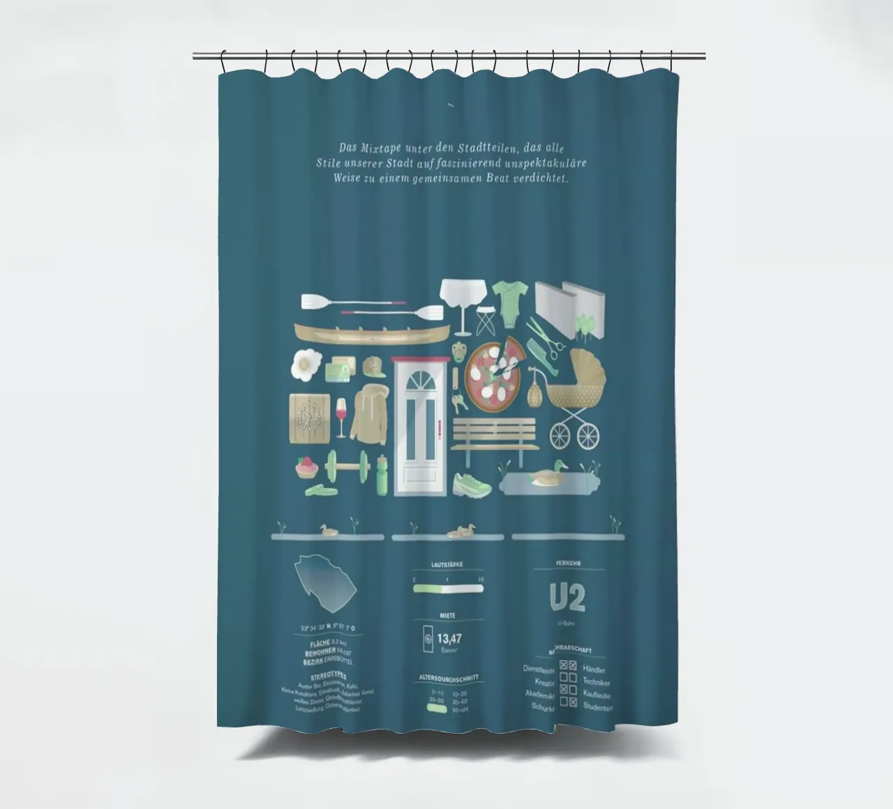 Eimsbüttel douchegordijn van Bureau Bald GmbH