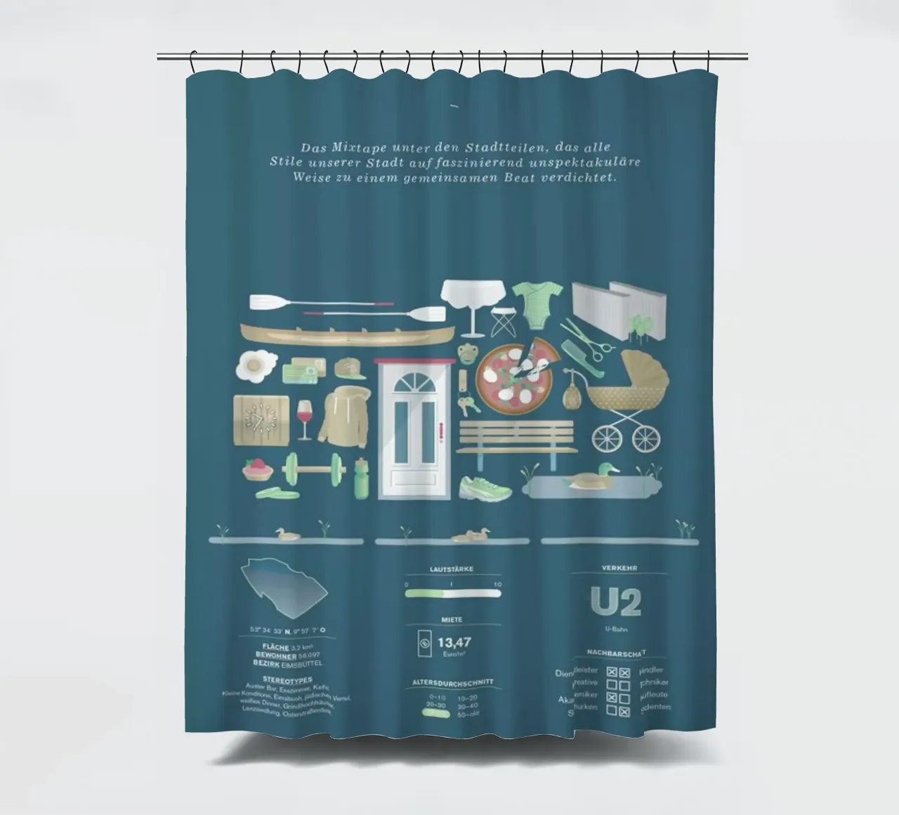 Eimsbüttel douchegordijn van Bureau Bald GmbH