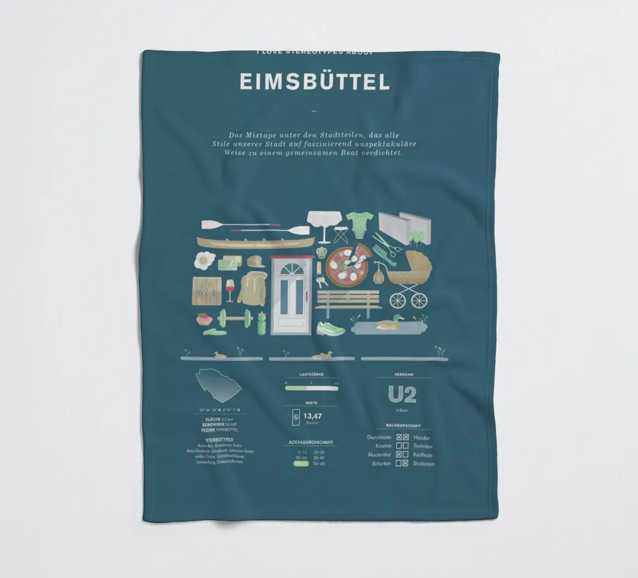 Eimsbüttel fleece blanket by Bureau Bald GmbH