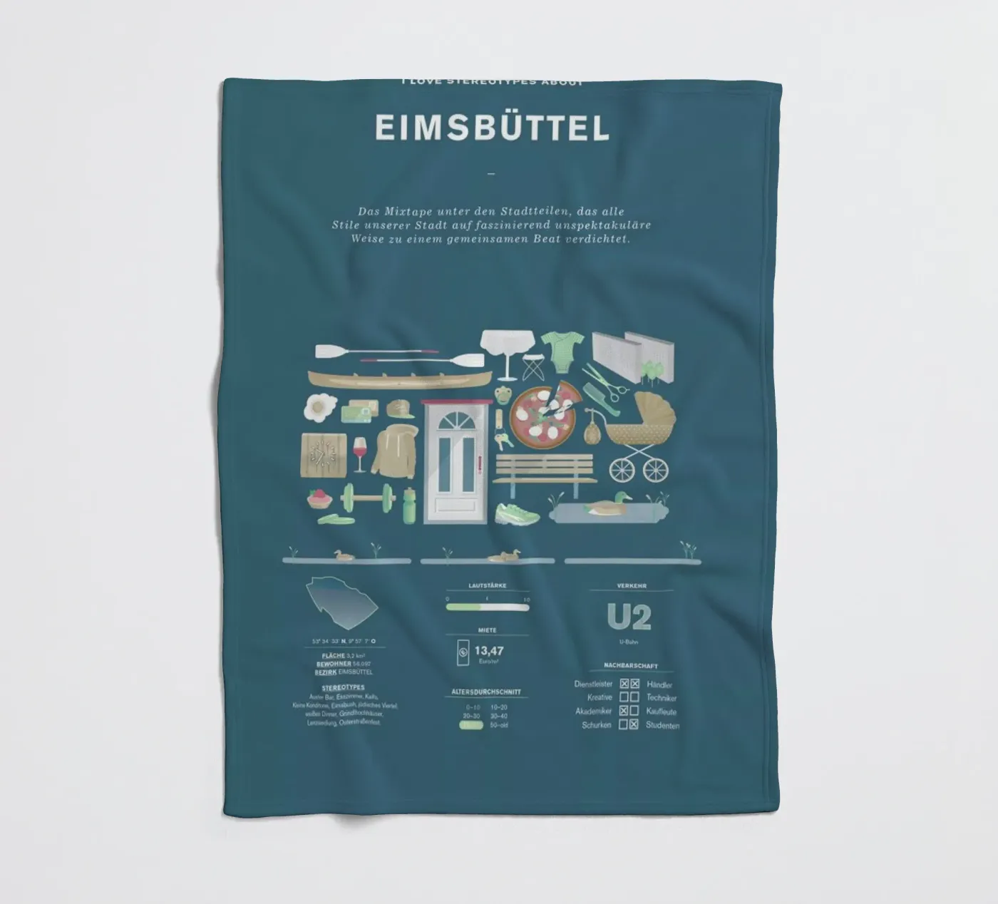 Eimsbüttel fleecedeken van Bureau Bald GmbH