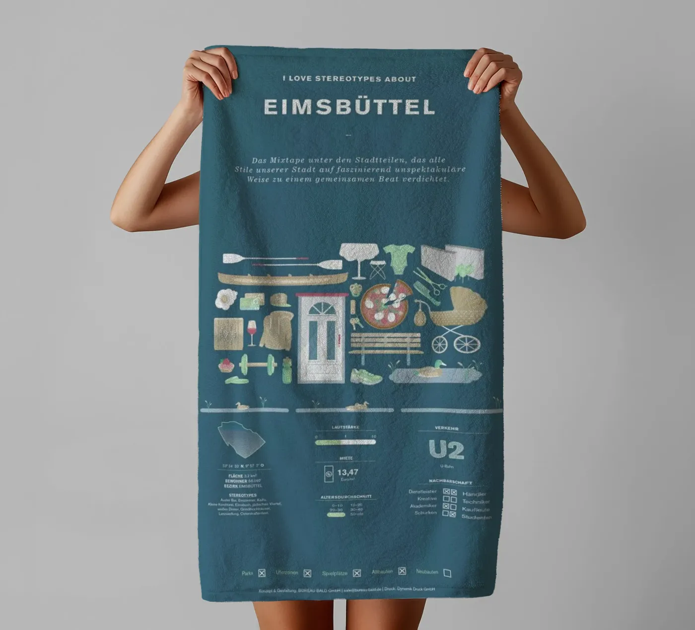 Eimsbüttel badhanddoek van Bureau Bald GmbH