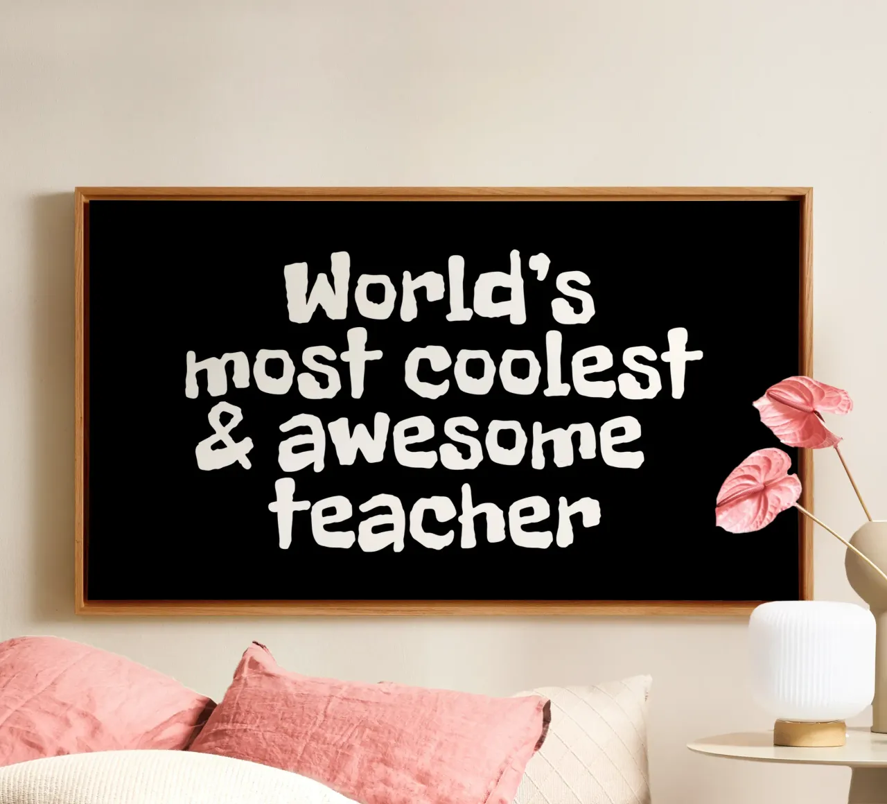 World's most coolest and awesome teacher tela con Cornice a cassetta da happieeagle