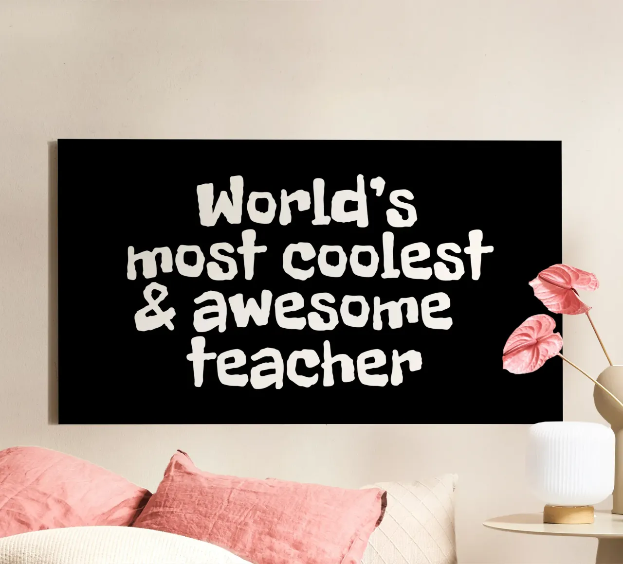 World's most coolest and awesome teacher tela con Cornice a cassetta da happieeagle
