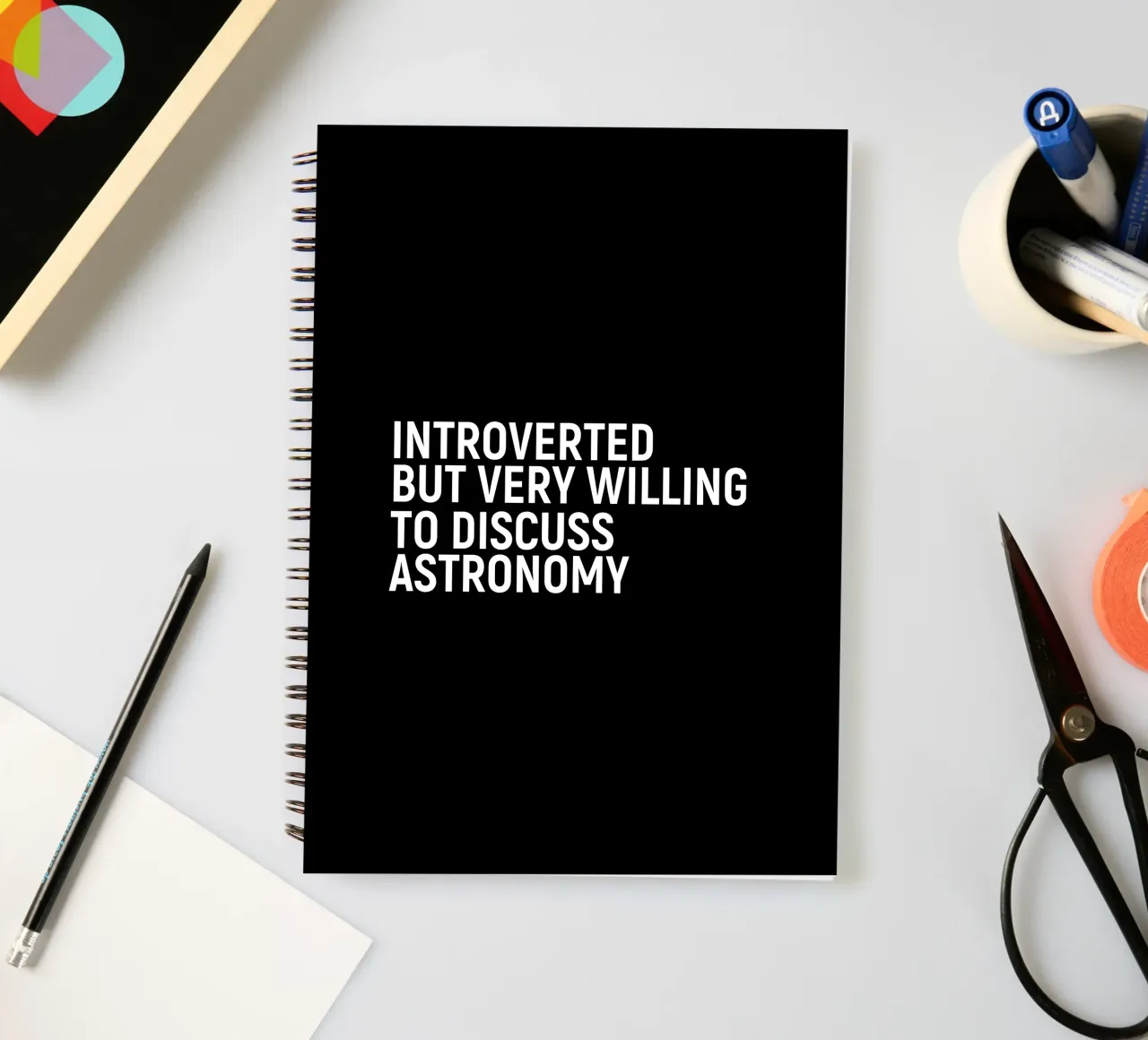 Introverted but very willing to discuss astronomy spiral notebook by happieeagle