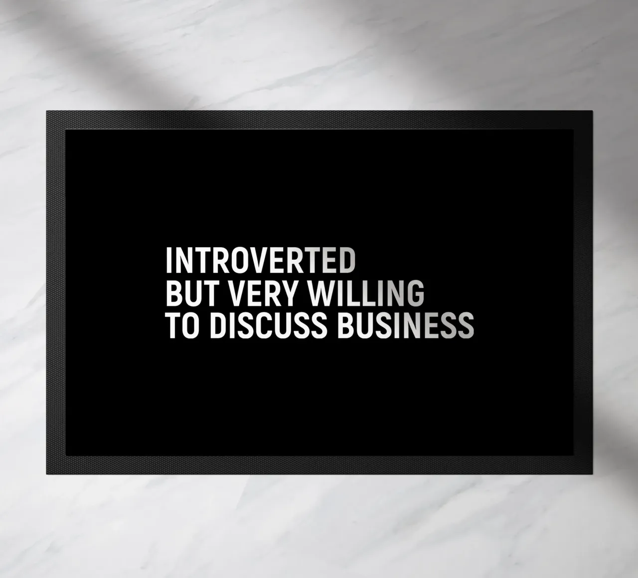 Introverted but very willing to discuss business deurmat van happieeagle