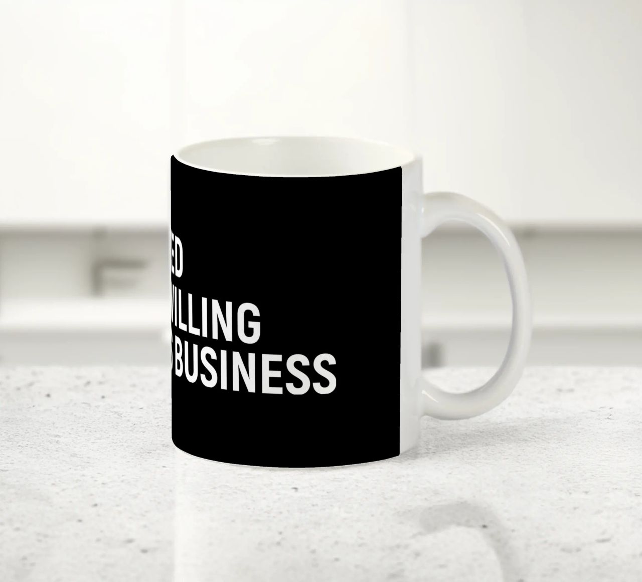 Introverted but very willing to discuss business tazza in ceramica da happieeagle