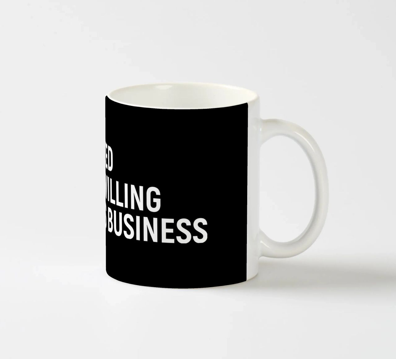 Introverted but very willing to discuss business tazza in ceramica da happieeagle