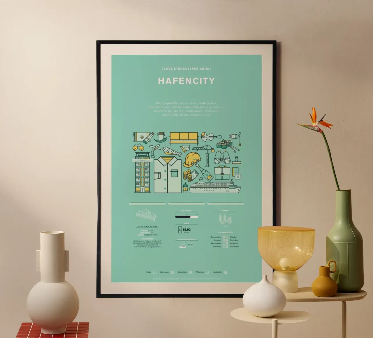 Hafencity poster con telaio in legno da Bureau Bald GmbH