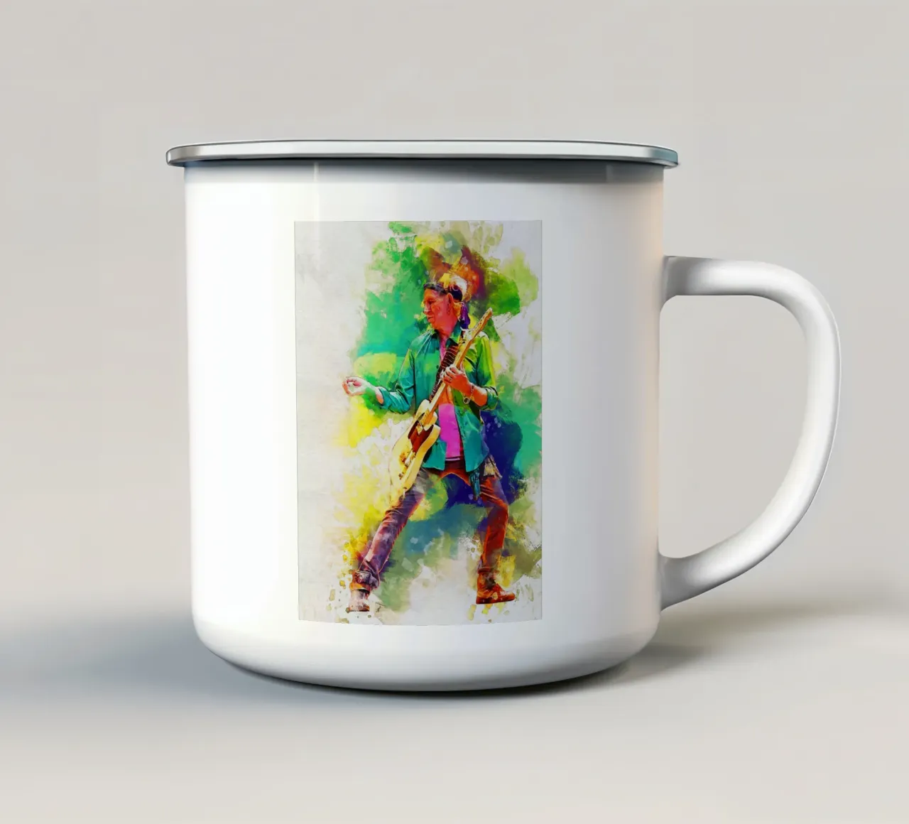 Macchia di ritratto Keith Richards tazza in smalto da Gunawan Rb