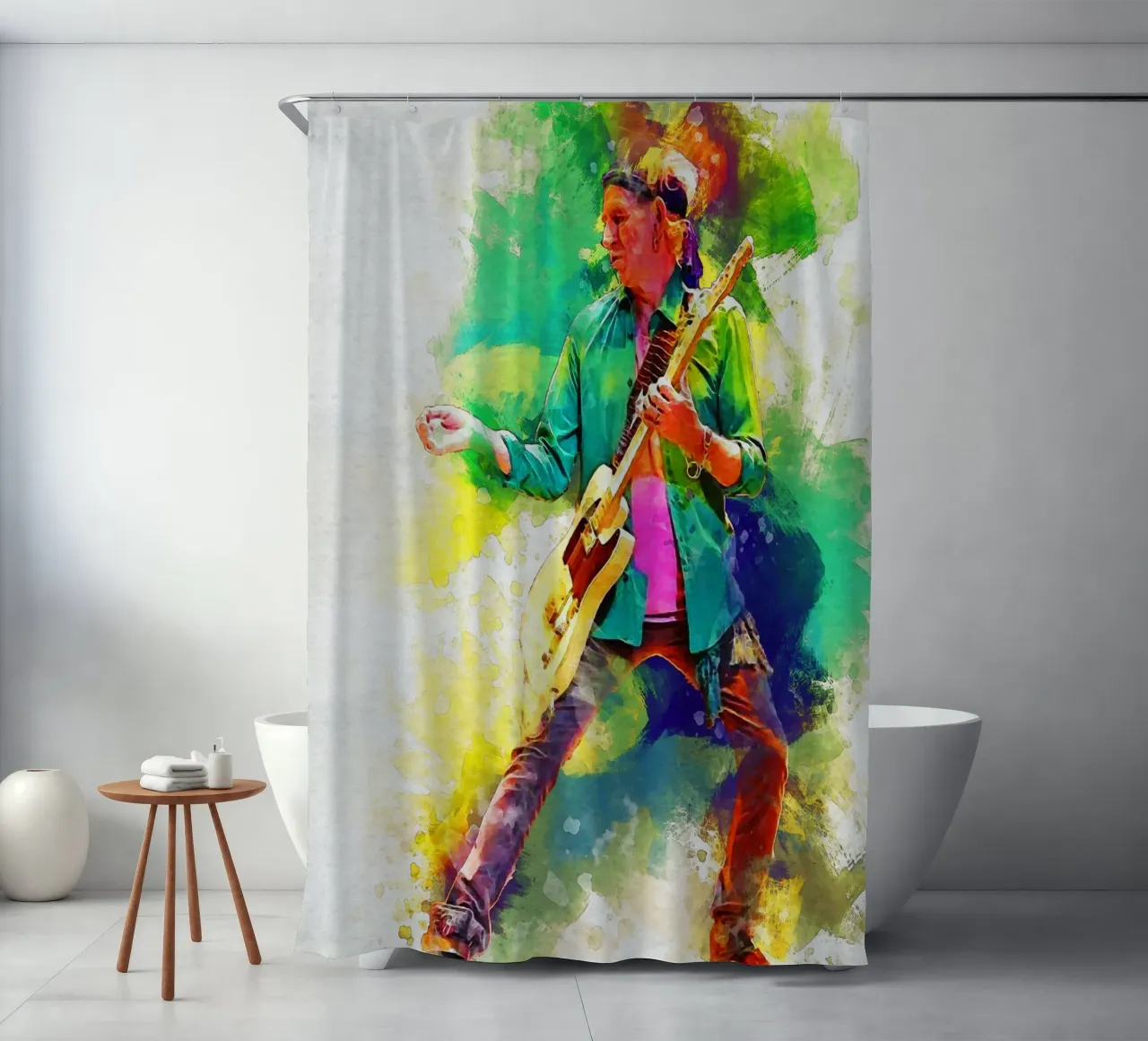 Smudge of Portrait Keith Richards Duschvorhang von Gunawan Rb