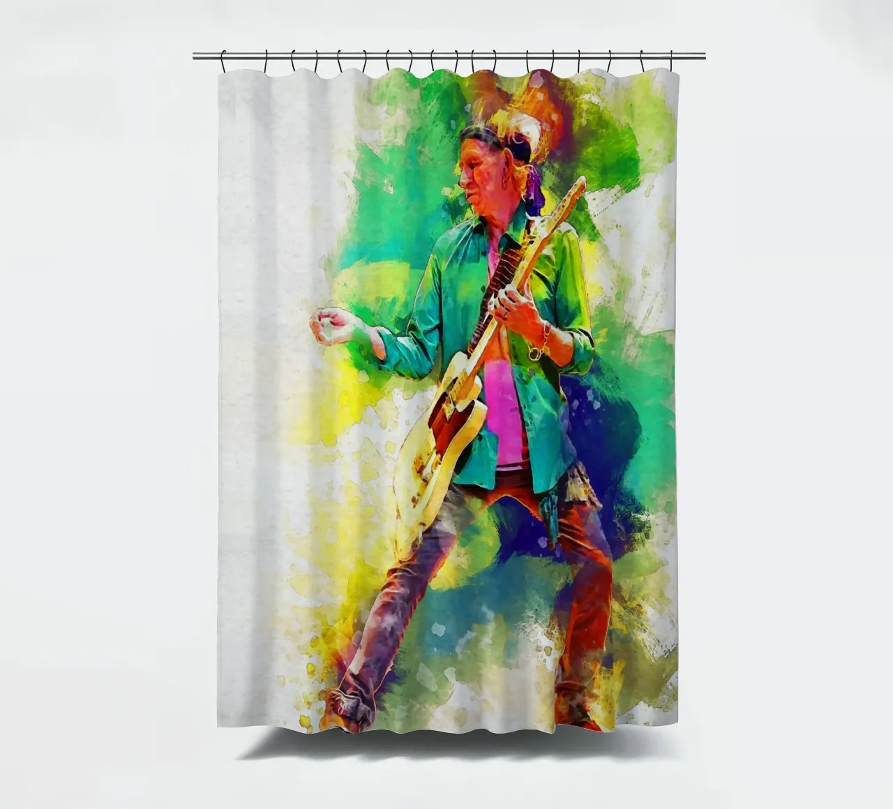 Smudge of Portrait Keith Richards Duschvorhang von Gunawan Rb