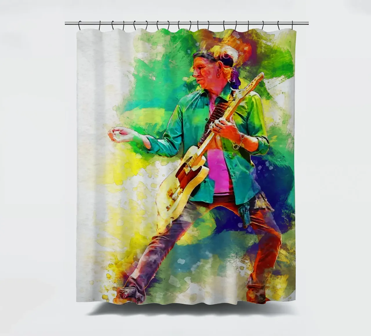 Smudge of Portrait Keith Richards Duschvorhang von Gunawan Rb