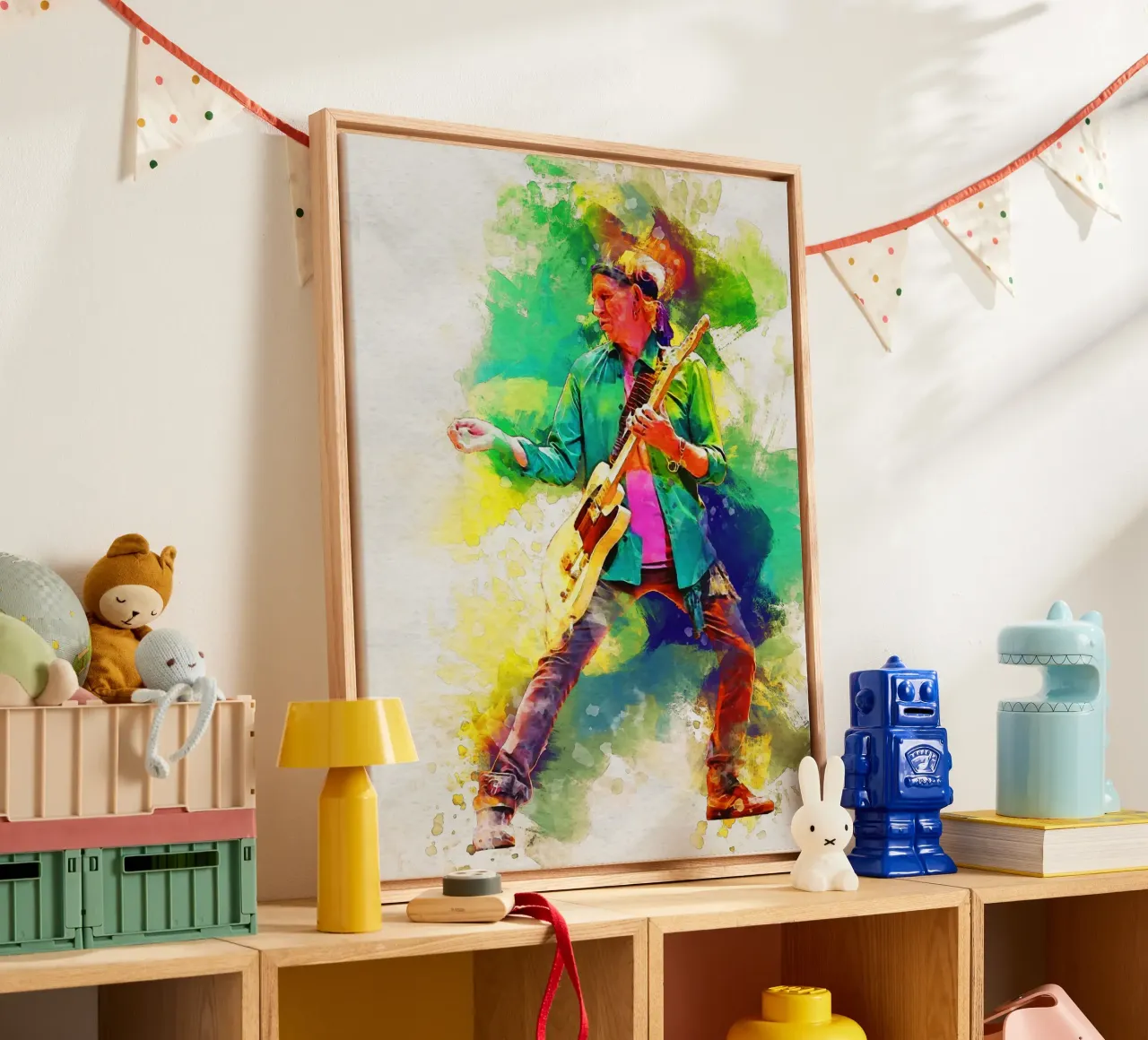 Smudge of Portrait Keith Richards canvas with Floater frame by Gunawan Rb