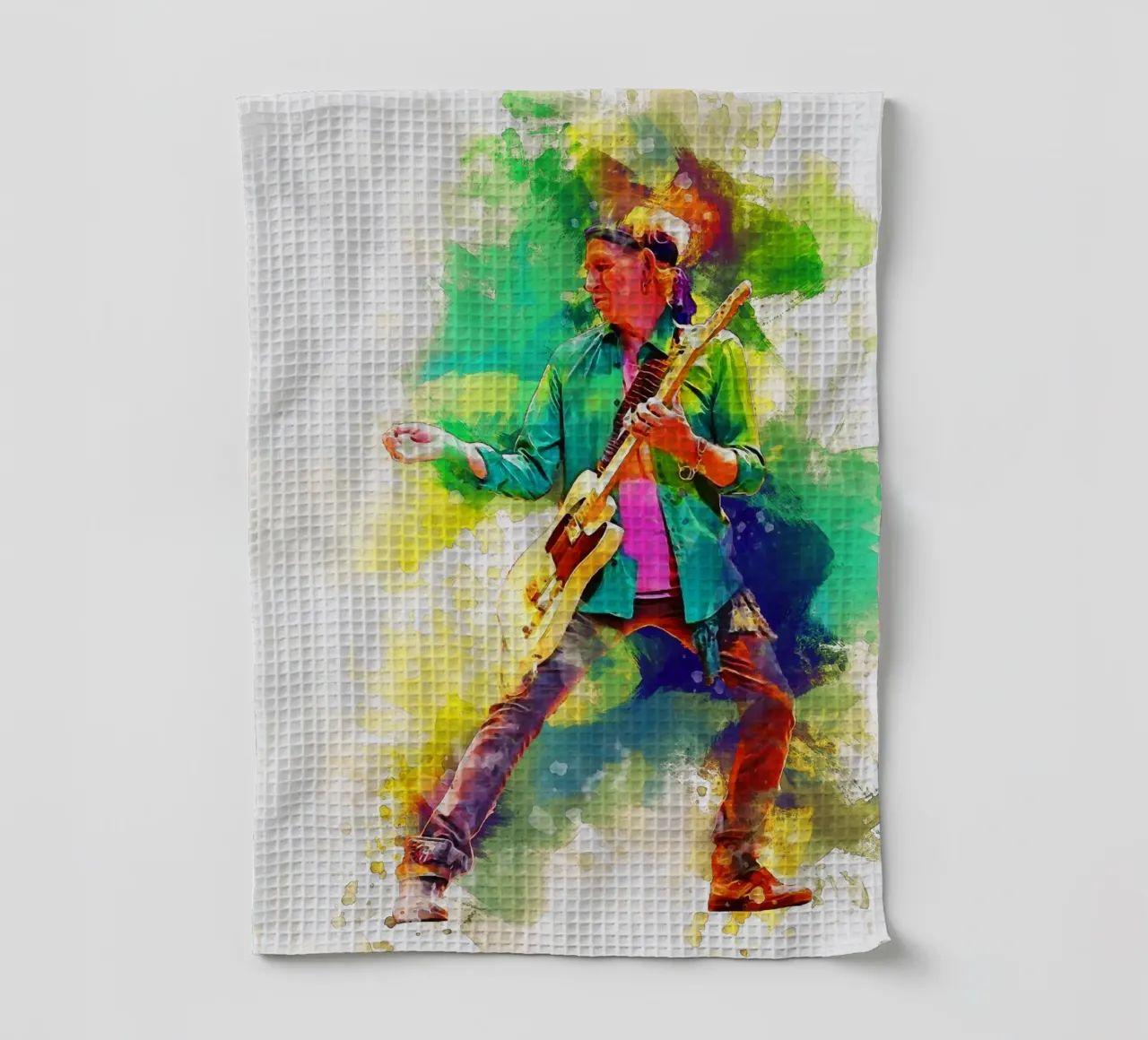 Macchia di ritratto Keith Richards canovaccio da cucina da Gunawan Rb