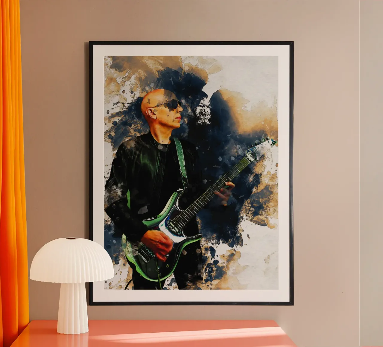 Macchia di ritratto Joe Satriani poster da Gunawan Rb