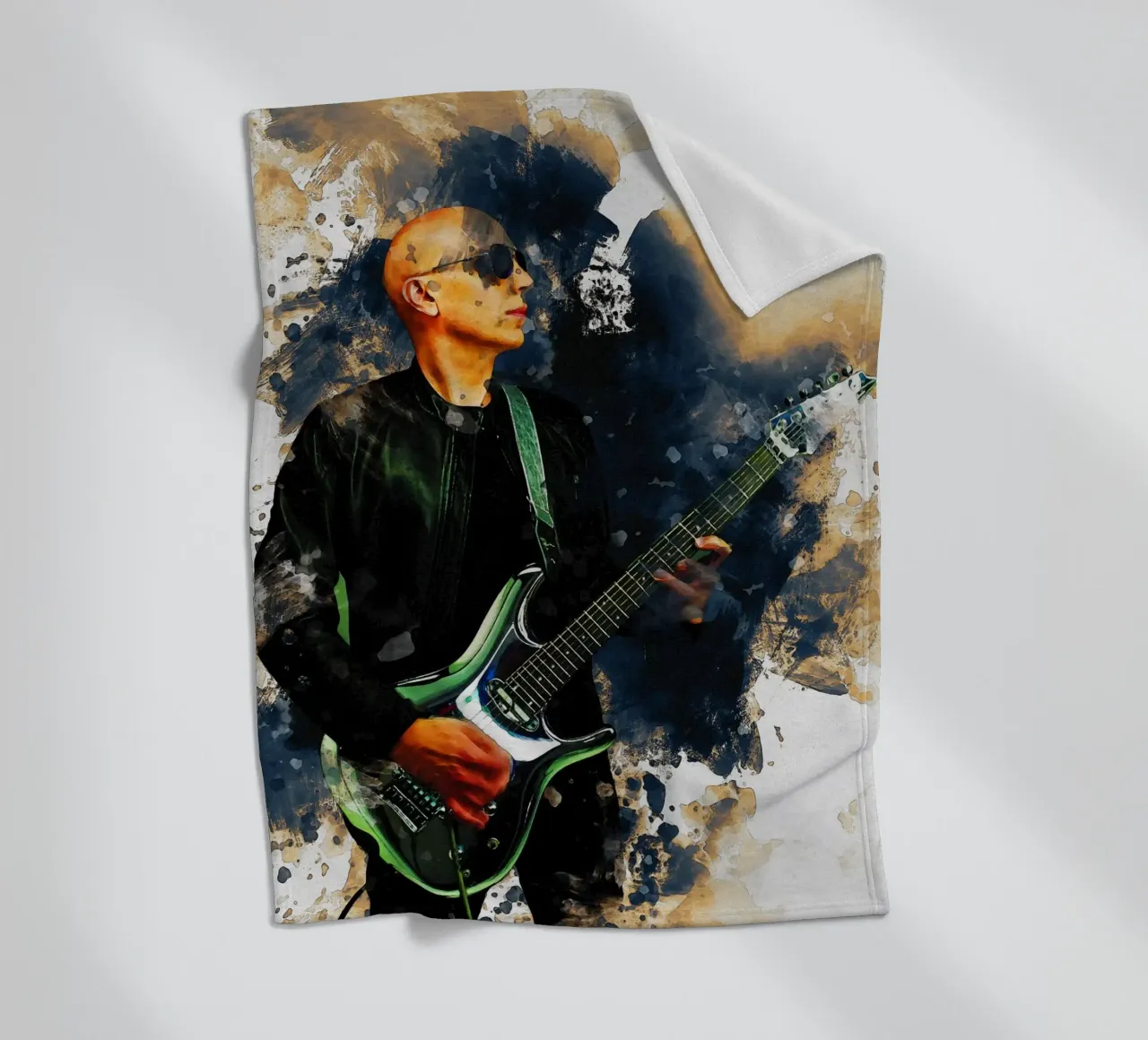 Smudge von Porträt Joe Satriani Fleecedecke von Gunawan Rb
