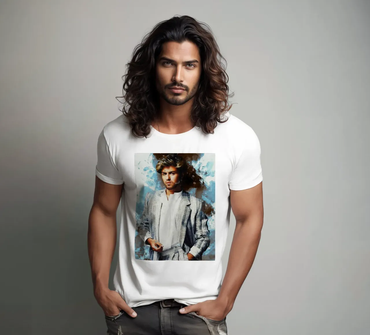 Macchia di ritratto George Michael t-shirt da Gunawan Rb