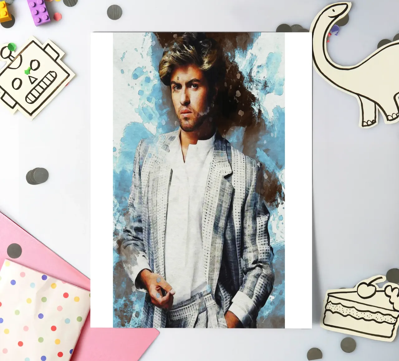 Smudge of Portrait George Michael Stickerbogen von Gunawan Rb