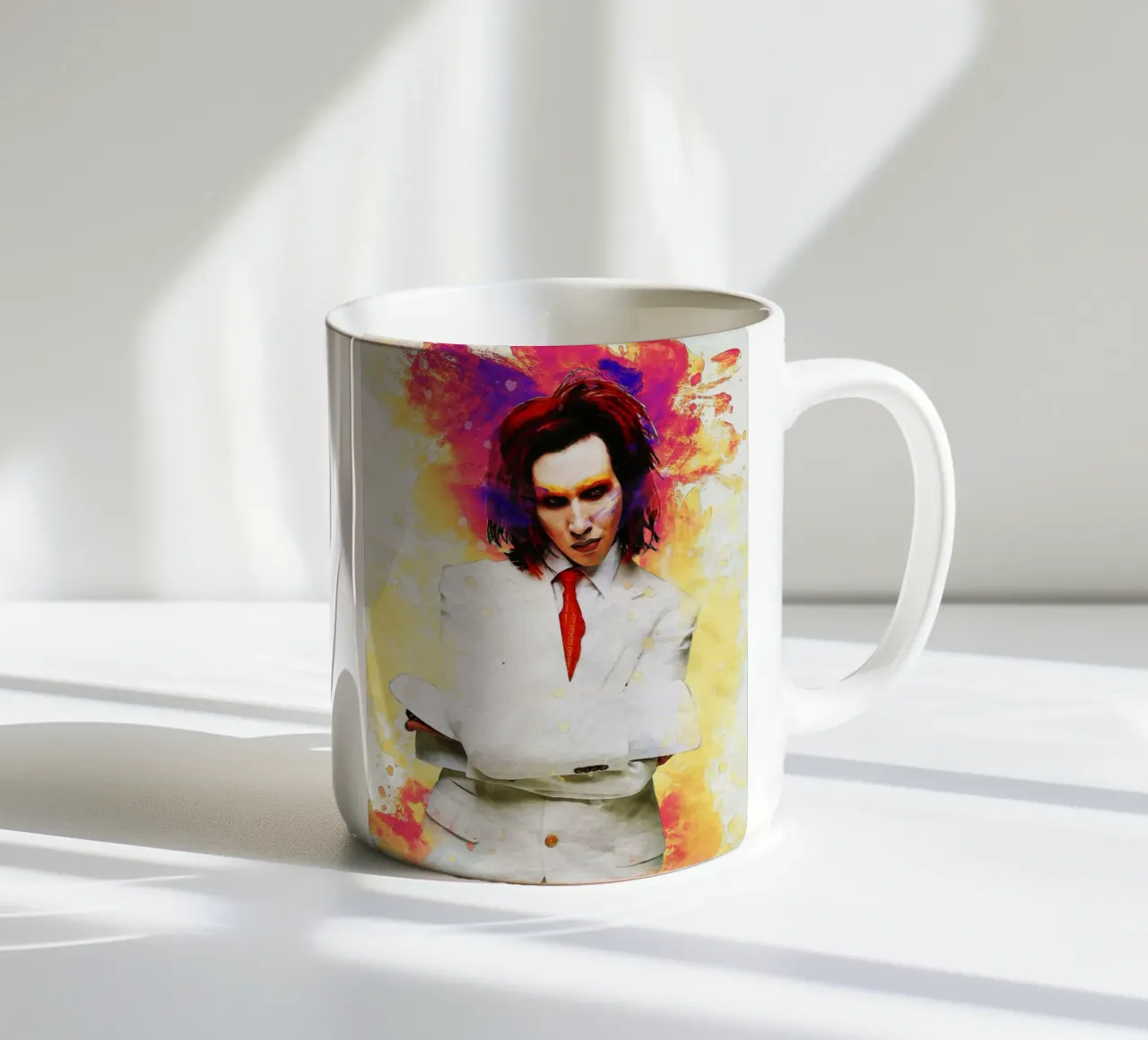 Macchia di ritratto Marilyn Manson tazza in ceramica da Gunawan Rb