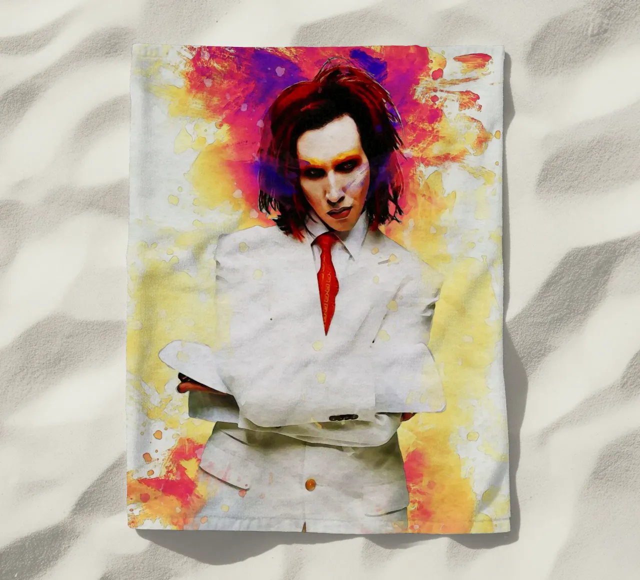 Macchia di ritratto Marilyn Manson telo mare da Gunawan Rb