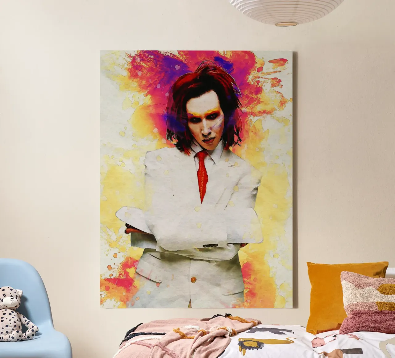 Smudge of Portrait Marilyn Manson canvas with Floater frame by Gunawan Rb