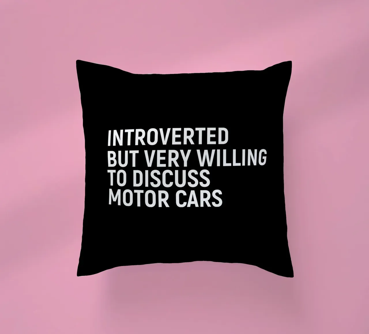 Introverted but very willing to discuss motor cars cojín de happieeagle