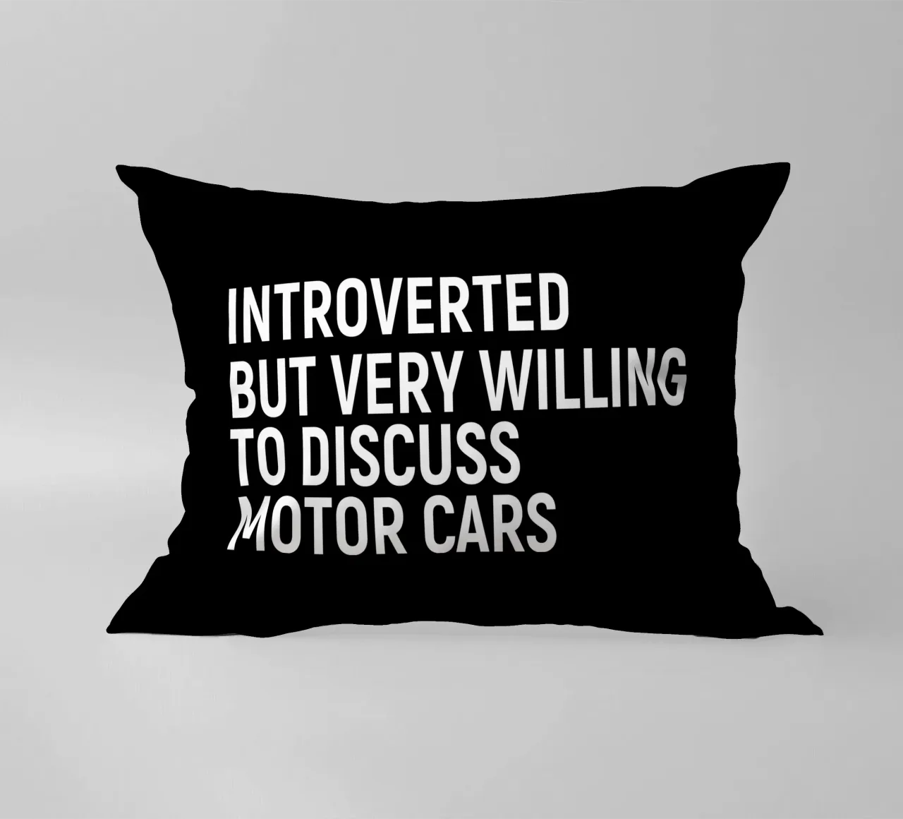 Introverted but very willing to discuss motor cars cojín de happieeagle