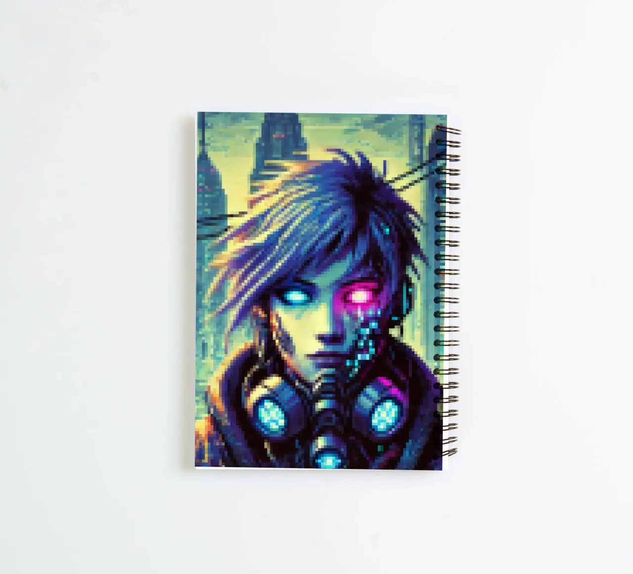 Cyberpunk - Pixelart spiral notebook by pixelart