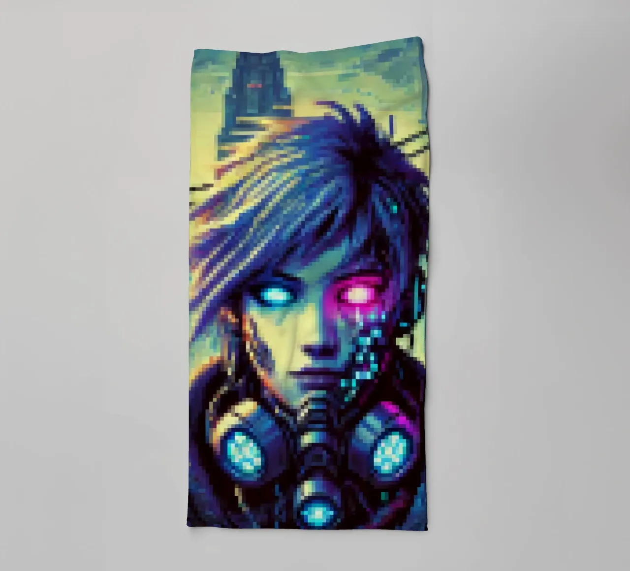 Cyberpunk - Pixelart asciugamano da bagno da pixelart