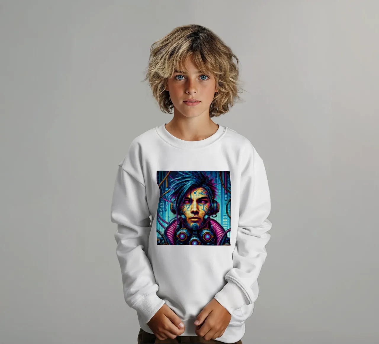 Cyberpunk - Pixelart felpa bambino da pixelart
