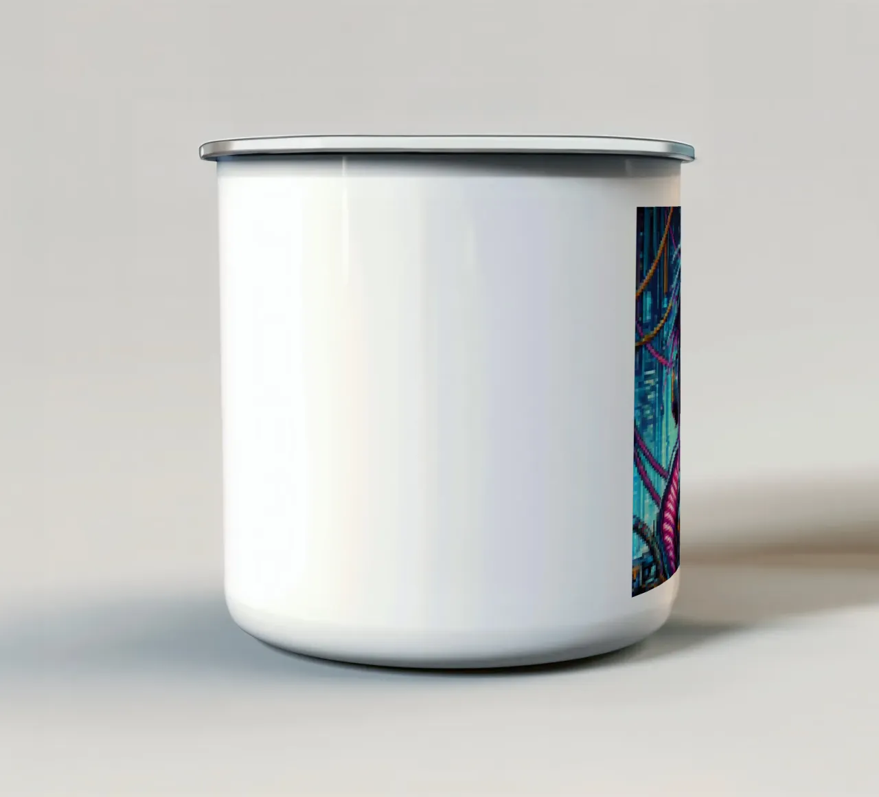 Cyberpunk - Pixelart tazza in smalto da pixelart