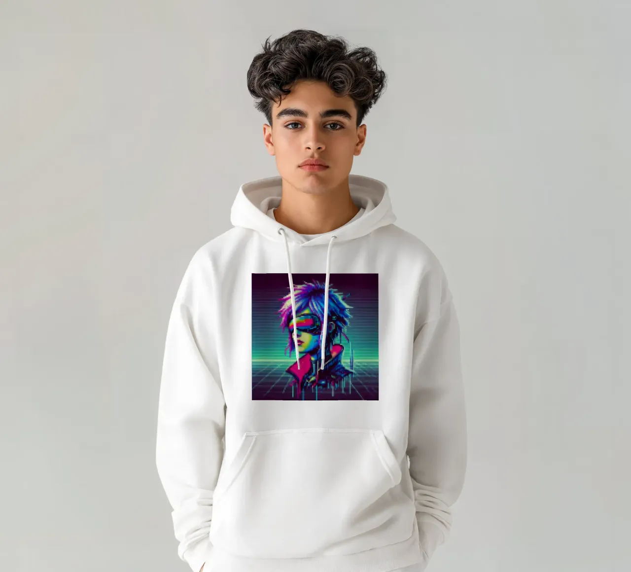 Cyberpunk - Pixelart felpa con cappuccio da pixelart
